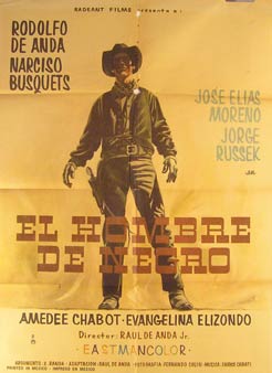 Direccin: Ral de Anda. Con Rodolfo de Anda, Narciso Busquets, Jorge Russek - El Hombre de Negro. Movie Poster. (Cartel de la Pelcula)