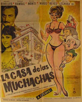 Item #55-2236 La Casa de las Muchachas. Movie poster. (Cartel de la Película). Enrique Rambal...