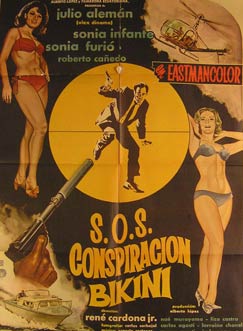 Item #55-2239 S. O. S. Conspiracion Bikini. Movie poster. (Cartel de la Película). Carlos Agosti...