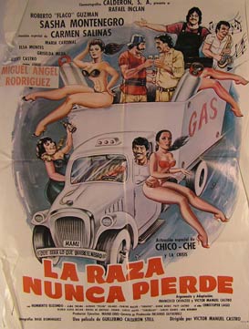 Item #55-2243 La Raza Nunca Pierde. Movie poster. (Cartel de la Película). Victor Manuel Castro,...