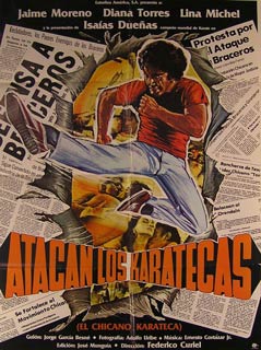 Direccin: Federico Curiel. Con Jaime Moreno, Diana Torres, Lina Michel - Atacan Los Karatecas. Movie Poster. (Cartel de la Pelcula)