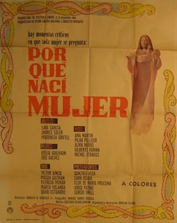 Item #55-2285 Por Que Naci Mujer. Movie poster. (Cartel de la Película). Andrés Soler Dirección: Rogelio A. González Jr. Con Sara García, Prudencia Grifell.