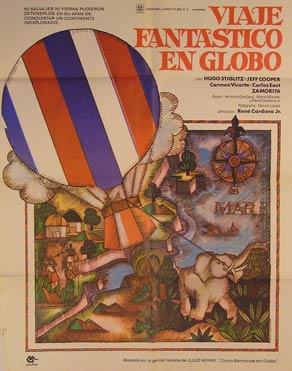 Item #55-2299 Viaje Fantastico en Globo. Movie poster. (Cartel de la Película). Rene Cardona Dirección: René Cardona Jr. Con Carlos Camacho, Jeff Cooper.
