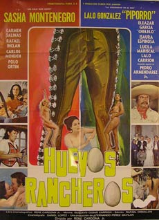 Direccin: Ren Cardona Jr. Con Pedro Armendriz Jr., Ricardo Carrion, Isaura Espinoza - Huevos Rancheros. Movie Poster. (Cartel de la Pelcula)