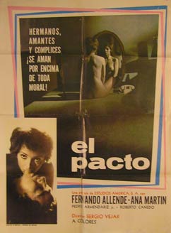 Item #55-2376 El Pacto. Movie poster. (Cartel de la Película). Ana Martin Dirección: Sergio Vejar. Con Fernando Allende, Pedro Armendariz Jr.