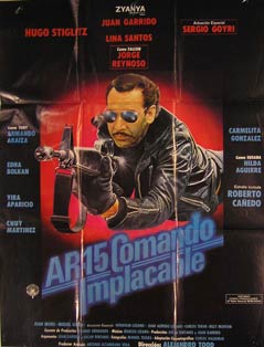 Item #55-2419 AR-15 Comando Implacable. Movie poster. (Cartel de la Película). Hilda Aguirre...