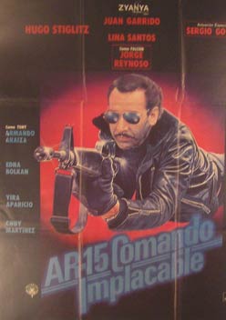 Item #55-2421 AR-15 Comando Implacable. Movie poster. (Cartel de la Película). Hilda Aguirre...