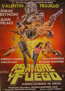 Direccin: Gilberto de Anda. Con Fidel Abrego, German Aparicio, Ricardo Chavez - A Sangre Y Fuego. Movie Poster. (Cartel de la Pelcula)