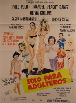 Direccin: Jess Fragoso Montoya. Con Jacaranda Alfaro, Susana Cabrera, Albaro Carcano - Solo Para Adulteros. Movie Poster. (Cartel de la Pelcula)