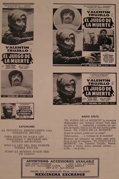 Item #55-2506 El Juego de la Muerte. Movie poster. (Cartel de la Película). Blanca Guerra...