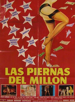 Item #55-2511 Las Piernas del Millon. Movie poster. (Cartel de la Película). Frank Moro...