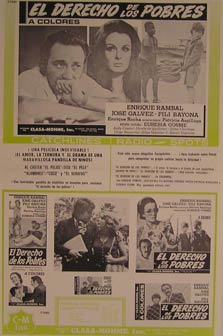Item #55-2559 El Derecho de los Pobres. Movie poster. (Cartel de la Película). Jose Galvez...