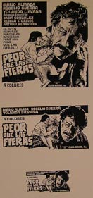 Direccin: Arturo Martnez. Con Mrio Almada, Rogelio Guerra, Yolanda Lievana - Peor Que Las Fieras. Movie Poster. (Cartel de la Pelcula)