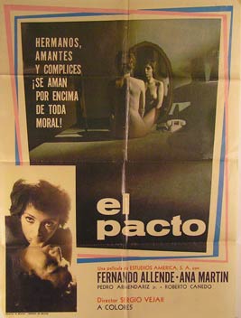 Item #55-2624 El Pacto. Movie poster. (Cartel de la Película). Ana Martin Dirección: Sergio Vejar. Con Fernando Allende, Pedro Armendariz Jr.