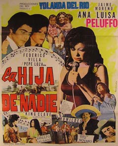 Direccin: Tito Novaro. Con Yolanda del Rio, Jaime Moreno, Ana Luisa Peluffo - La Hija de Nadie. Movie Poster. (Cartel de la Pelcula)
