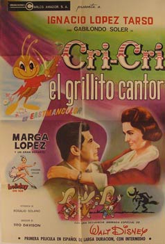 Direccin: Tito Davison. Con Eduardo Alcaraz, Carlos Amador, Luis Aragon - Cri-Cri El Grillito Cantor. Movie Poster. (Cartel de la Pelcula)