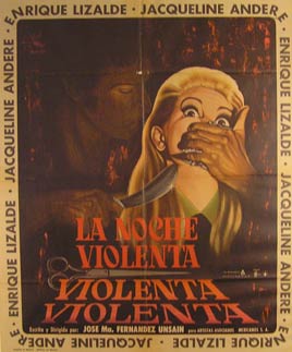 Item #55-2773 La Noche Violenta. Movie poster. (Cartel de la Película). Jacqueline Andere...