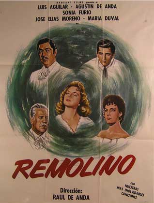Direccin: Gilberto Gazcn. Con Luis Aguilar, Miguel Arenas, Armando Arriola - Remolino. Movie Poster. (Cartel de la Pelcula)
