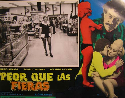 Direccin: Arturo Martnez. Con Mrio Almada, Rogelio Guerra, Yolanda Lievana - Peor Que Las Fieras. Movie Poster. (Cartel de la Pelcula)