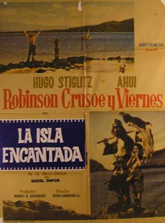 Item #55-2865 La Isla Encantada. Movie poster. (Cartel de la Película). Ahui Camacho Dirección: René Cardona Jr. Con Hugo Stiglitz, Carlos Agosti.