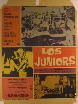 Item #55-2922 Los Juniors. Movie poster. (Cartel de la Película). Andres Garcia Dirección: Fernando Cortés. Con Pedro Armendariz Jr., José Luis Rodríguez 'El Puma.