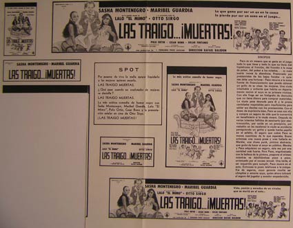 Item #55-2943 Les Traigo... Muertas! Movie poster. (Cartel de la Película). Agustin Bernal Dirección: Rafael Baledón. Con Martha Bardhal, Cesar Bono.