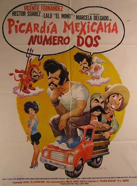 Item #55-2960 Picardia Mexicana Numero Dos. Movie poster. (Cartel de la Película). Héctor Suárez Dirección: Adolfo Torres Portillo. Con Vicente Fernández, Eduardo de la Peña.
