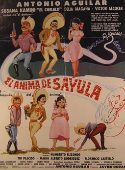 Direccin: Javier Durn. Con Antonio Aguilar, Susana Kamini, Victor Alcocer - El Anima de Sayula. Movie Poster. (Cartel de la Pelcula)