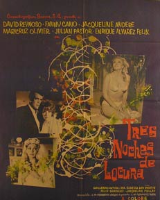Item #55-3038 Tres Noches de Locura. Movie poster. (Cartel de la Película). Rafael Portillo. Con...