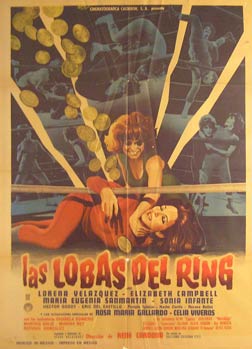 Item #55-3057 Las Lobas del Ring. Movie poster. (Cartel de la Película). Elizabeth Campbell...