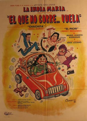 Item #55-3138 El Que No Corre... Vuela! Movie poster. (Cartel de la Película). Evita...