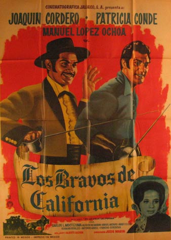 Direccin: Jess Marn. Con Miguel Arenas, Alfredo Wally Barron, Patricia Conde - Los Bravos de California. Movie Poster. (Cartel de la Pelcula)
