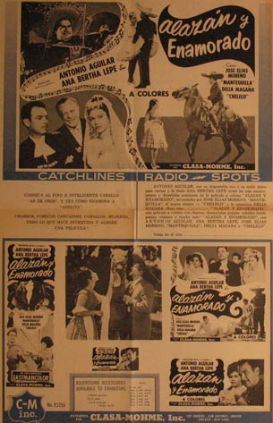 Direccin: Gilberto Martnez Solares. Con Antonio Aguilar, Ana Bertha Lepe, Jose Elias Moreno - Alazan Y Enamorado. Movie Poster. (Cartel de la Pelcula)