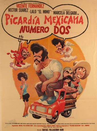 Item #55-3271 Picardia Mexicana Numero Dos. Movie poster. (Cartel de la Película). Héctor Suárez Dirección: Adolfo Torres Portillo. Con Vicente Fernández, Eduardo de la Peña.