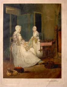 Item #56-0161 Women Embroidering. Pierre Labrouche.