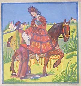 Item #56-0177 Andalusian Couple with a Horse. K. Storks