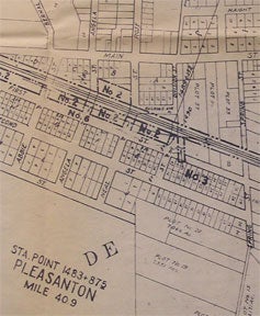 Item #56-0206 Right of Way and Track Map. Pleasanton, Alameda County, California. Southern...