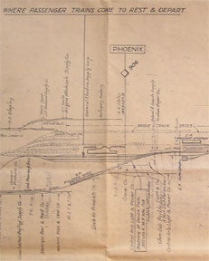 Item #56-0216 Map of Phoenix, Arizona Railroad Yard Limits. Southern Pacific Lines, Calif San...