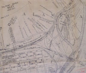 Item #56-0244 Right of Way and Track Map, Niles and Pabrico, Alameda County, California. Southern...