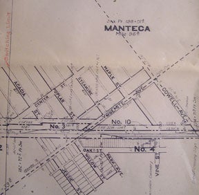 Item #56-0263 Right of Way and Track Map of Manteca, San Joaquin County, California. Southern...