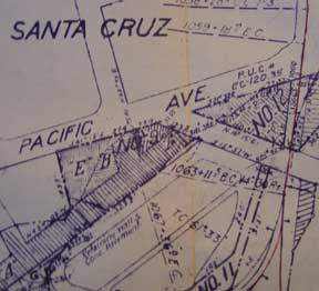 Item #56-0302 Right of Way and Track Map, Watsonville Junction to Olympia, Santa Cruz County, California. Southern Pacific Lines, Calif San Francisco.