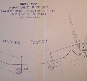 Item #56-0303 Right of Way and Track Map, Santa Cruz to Davenport, Santa Cruz County, California....