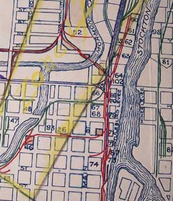 Item #56-0333 Industry Map of Stockton and Vicinity, Fresno County, California. Southern Pacific...