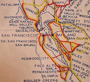 Item #56-0362 Map of Trucking Operations, Southwestern US. Southern Pacific Lines, Calif San Francisco.