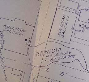 Item #56-0403 Station Plan of Benicia, Solano County, California. Southern Pacific Lines, Calif San Francisco.