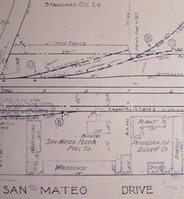 Item #56-0408 Station Plan of Burlingame & Howest, San Mateo County, CA. Southern Pacific Lines,...