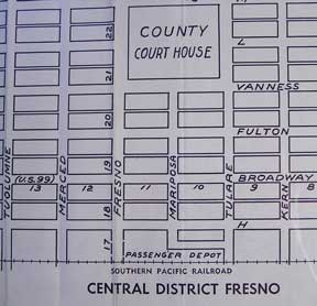 Item #56-0438 Map of the City of Fresno and Vicinity, Fresno County, CA. Southern Pacific Lines,...