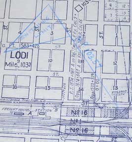 Item #56-0458 Right of Way and Track Map of Lodi, San Joaquin County, CA. Southern Pacific Lines, Calif San Francisco.