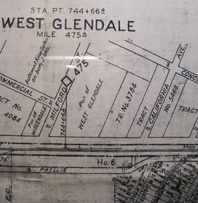 Item #58-0529 Right of Way and Track Map of West Glendale and Glendale, Los Angeles County, CA....