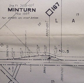 Item #58-0538 Right of Way and Track Map of Sierra Vista and Minturn, Merced County, CA. Southern...